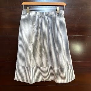J. Crew blue and white striped midi skirt, EUC